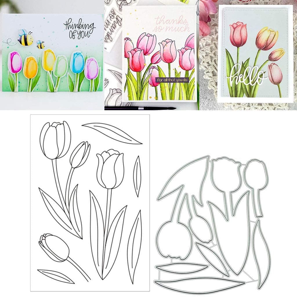 Tulip Silicone Clear Stamp and Die Sets for Card Making, DIY Embossing Photo Album Decorative Craft
