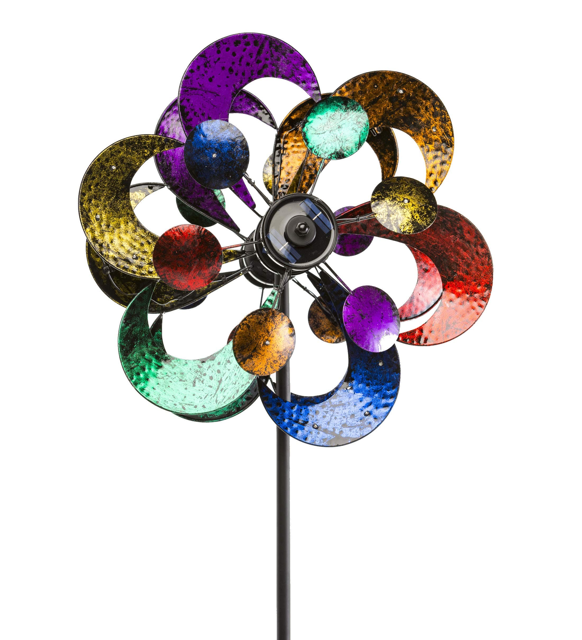 Plow & Hearth 54345 Gala 4 Blade Solar Wind Spinner, 24" x 20.75" x 84", Multicolor