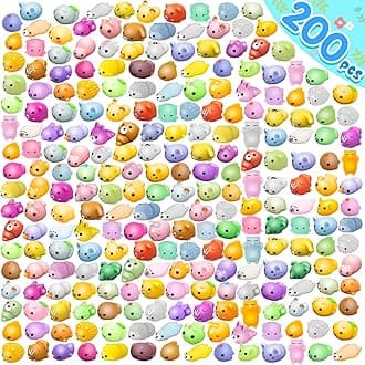 Dioju 200 Pcs Mochi Squishy Toy, Mini Kawaii Squishies Bulk Sensory Fidget Toys Goody Bag Party Favors for Kids, Classroom Prizes Pinata Filler Carnival Stocking Stuffers Christmas Birthday Gifts