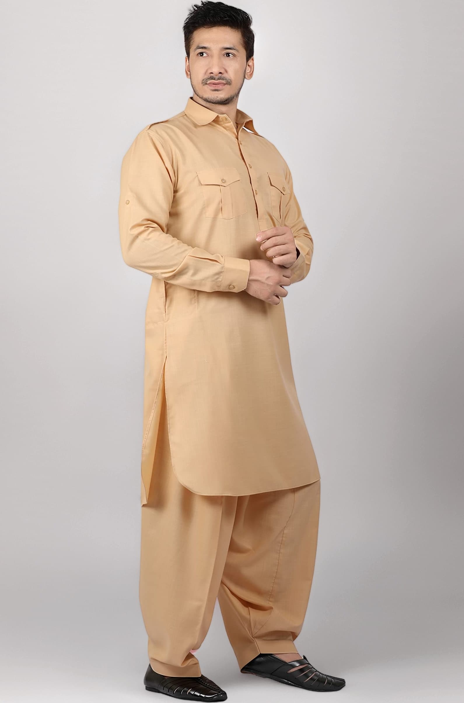 Men's Cotton Blend Pathani Kurta Pyjama Suit