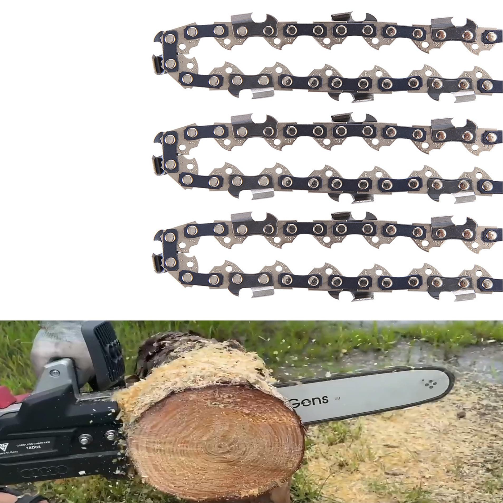 3-Pack Chainsaw Chain 16 Inch S57, 3/8" LP Pitch .050" Gauge 57 Drive Links Fits Oregon, Echo 91PX57CQ / 91VG57CQ, Shindaiwa, Worx, Remington 3 File & Handle