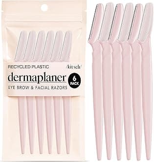 Kitsch Dermaplane Razor for Women Face – Face Razors for Women & Men, Eyebrow Trimmer & Face Shaver – Exfoliating Facial Razor & Skin Care Tool for Smoother Skin - Blush, 6 pcs