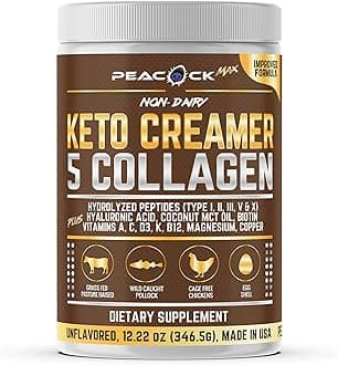 Collagen Keto Coffee Creamer Powder 12.2 oz - Hydrolyzed Collagen Peptides with Coconut MCT Oil, B12, Magnesium, Unflavored Protein Powder, Sugar Free Coffee Creamer for Smoothies & Baking