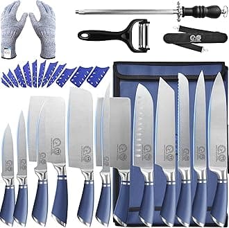 XYJ Knives,Professional Knife Sets for Master Chefs,12-pcs Chef Knife Set with Bag,Meat Cleaver Butcher for Camping