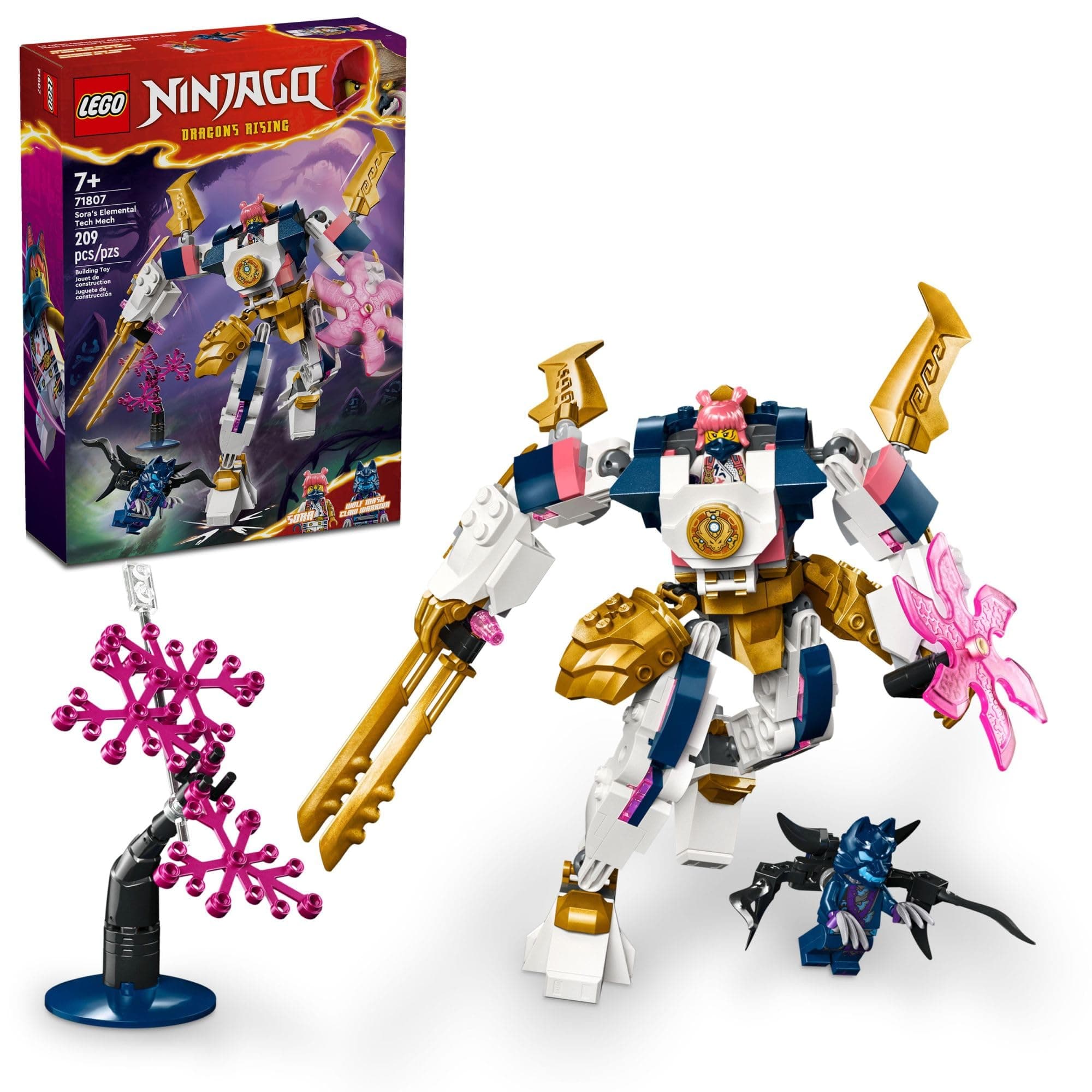 NINJAGO Sora’s Elemental Tech Mech Mini Ninja Toy, Customizable Figure, Adventure Toy Set for Kids with Sora Minifigure, Ninja Action Figure Gift for Boys and Girls Ages 7 and Up, 71807