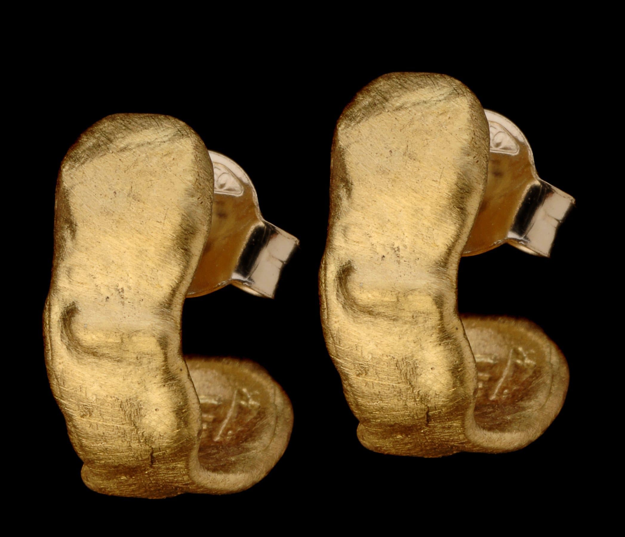 22k Solid Gold Ear Wrapping Earrings, Chunky 22k Gold Half Hoop Earrings,Half Moon Gold Earrings,Natural Looking 22k Open Hoops,Fine Jewelry,Handmade.