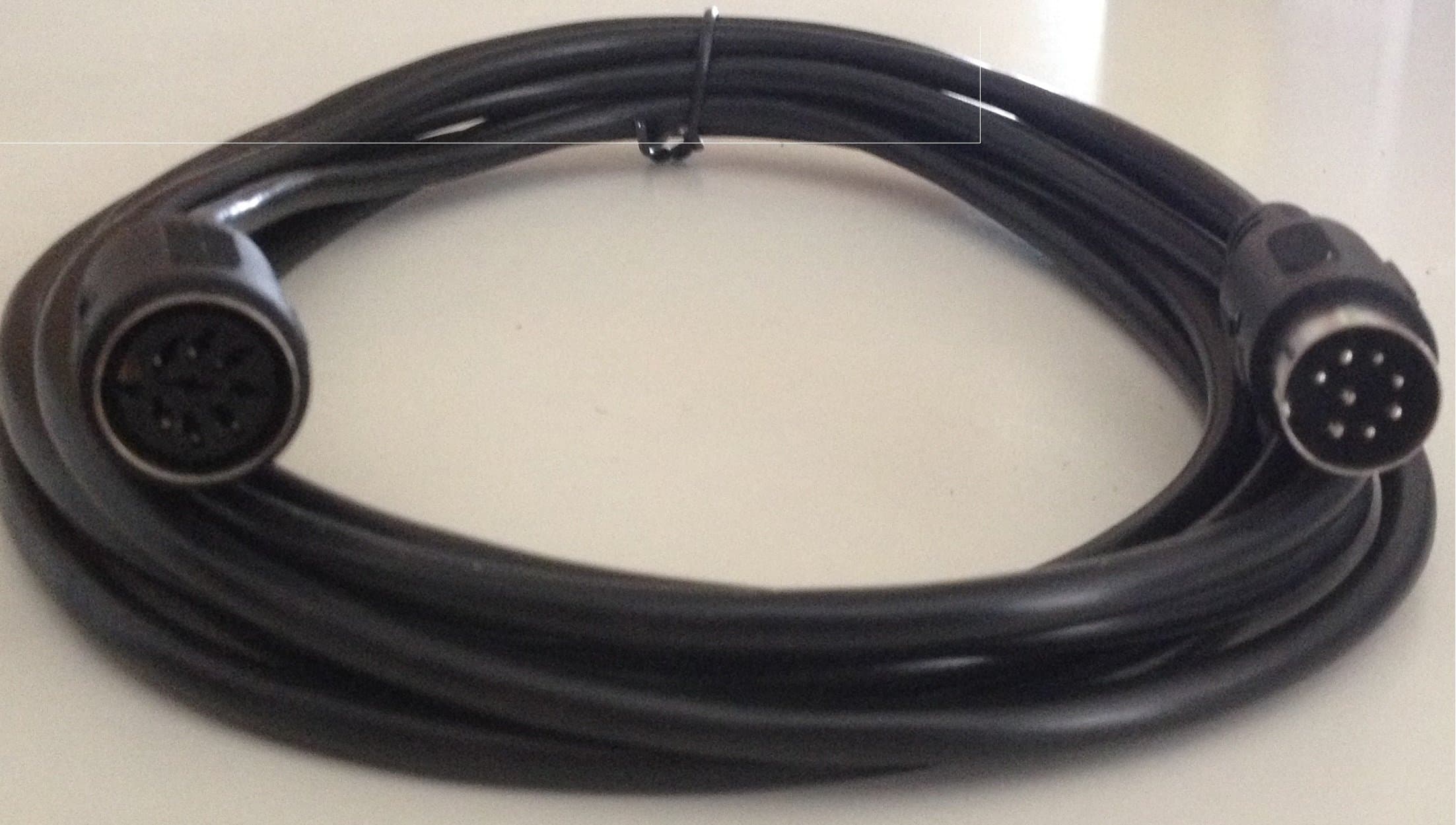 DIN 8 Pin Large Size DIN 12 Ft Black Extension Cable MIDI Size Male Female