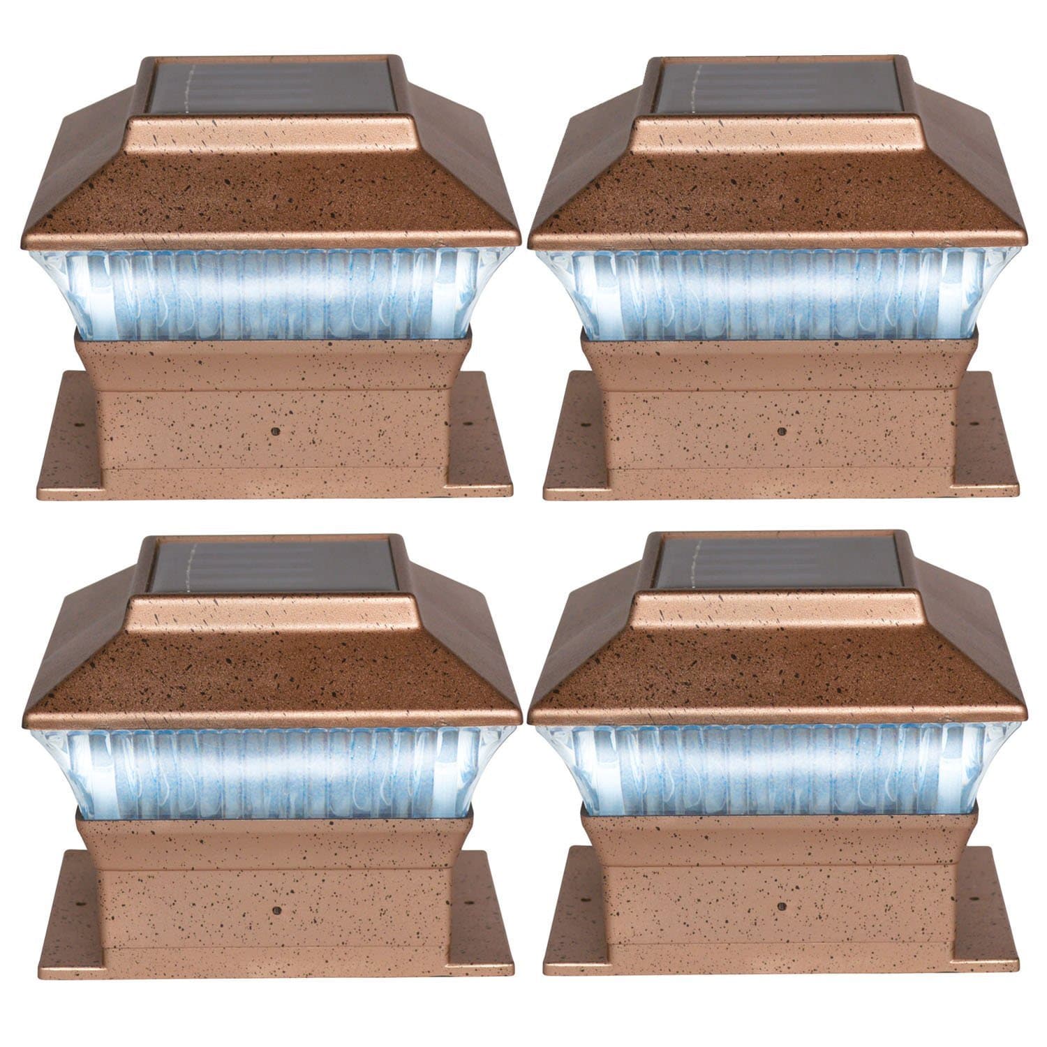 4 x Bronze LED Outdoor Garden Post Solar Powered Deck Square Fence Lights