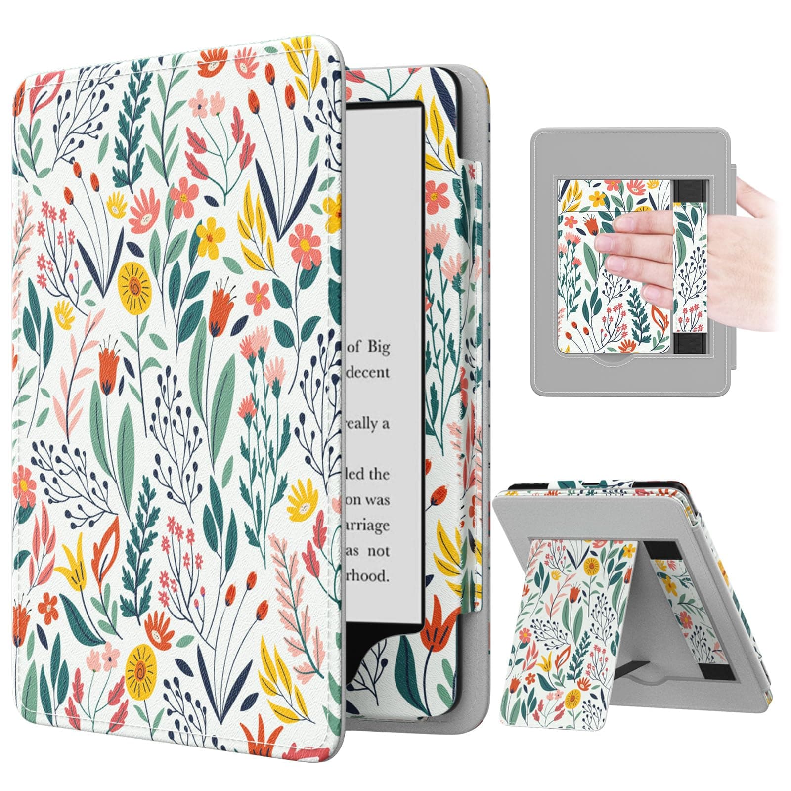 Case for 7"/6.8" Kindle Paperwhite(12th/11th Generation-2024/2021) and Kindle Colorsoft Signature Edition, Slim PU Shell Cover Case with Auto-Wake/Sleep for Kindle Paperwhite 2024, Flowers