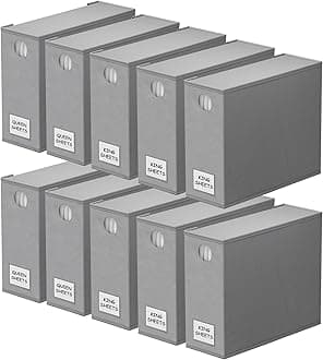 SpaceAid 10 Pack Bed Sheet Organizers and Storage, Foldable Sheet Organizer for Linen Closet, Sheets Set Folder Keeper with Window XL (Queen & King Size) Organizing Bedding Container, Gray