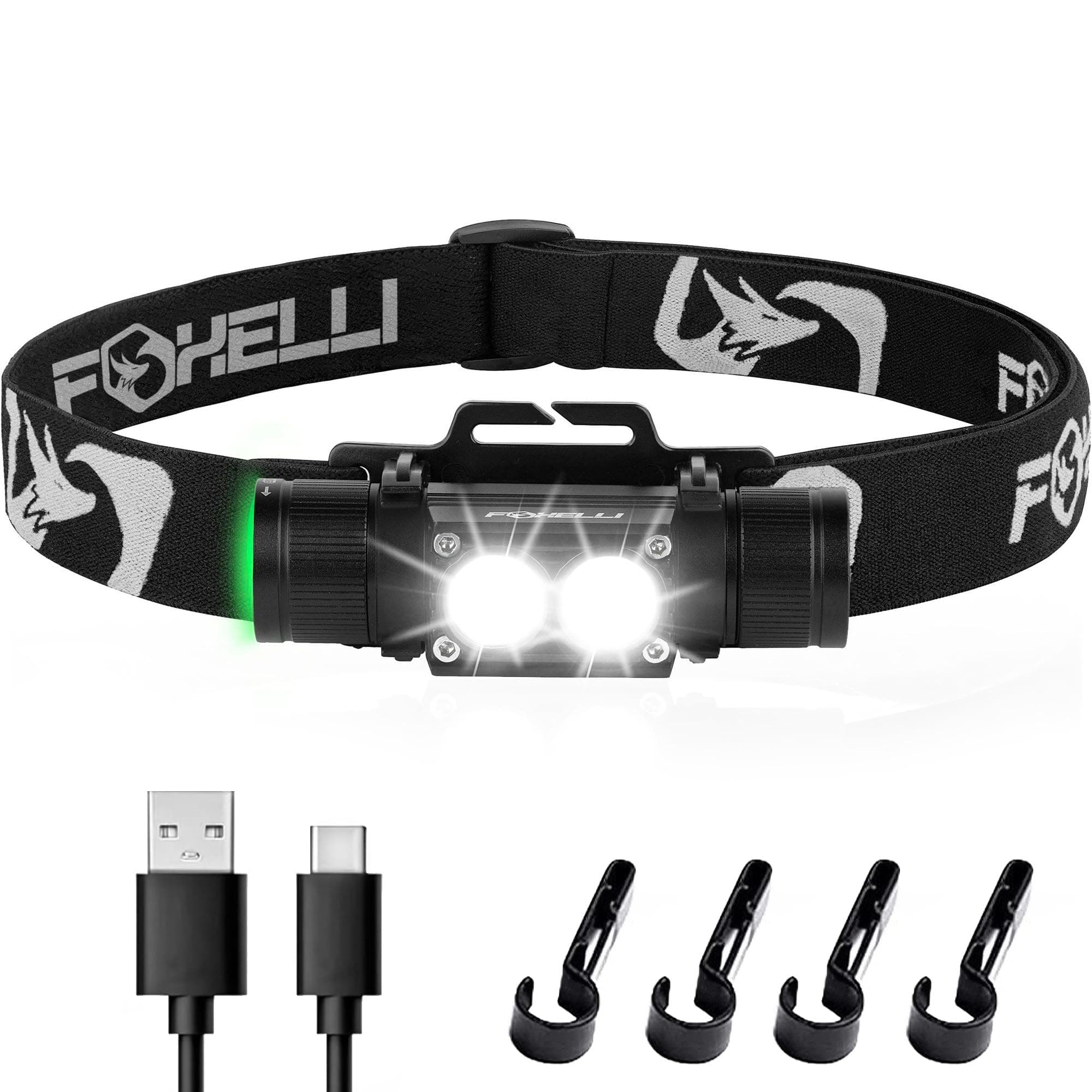 Foxelli USB Rechargeable Headlamp Flashlight ââ‚¬â€œ Super Bright 1200 Lumen, Lightweight & Comfortable LED Head Light, IPX7 Waterproof, Impact Resistant Head Lamp