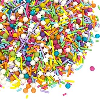 pink sprinkles, valentines, cake sprinkles, gluten free, cookies, chocolate, fondant, princess topping, ice cream, edible, dessert decoration (Rainbow)