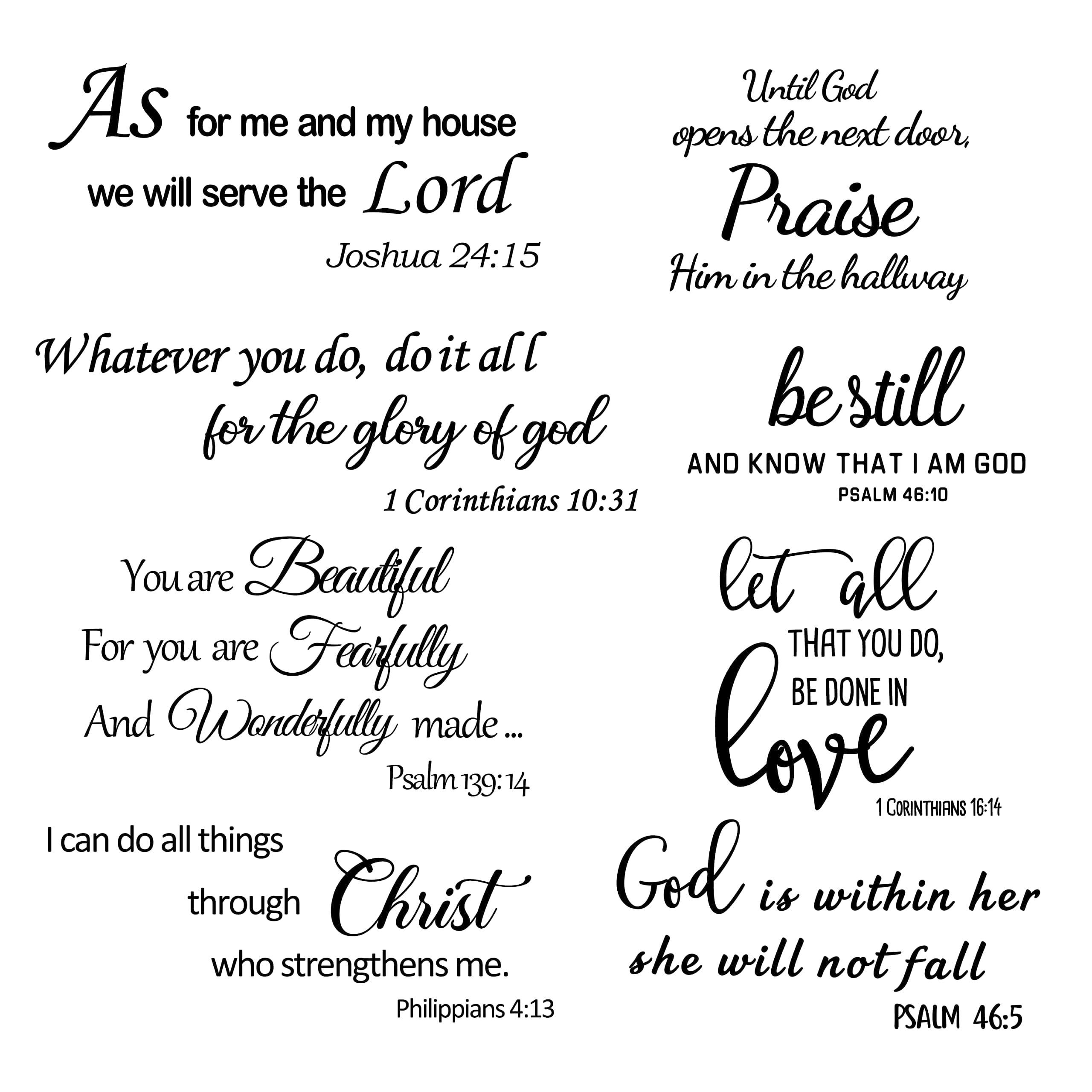 Bible Verse Wall Decals Inspirational Wall Decals Quotes Christian Scripture Religious Wall Stickers Peel and Stick Motivational Decal Postive Saying Wall Stickers for Women Family Home Bedroom Decor