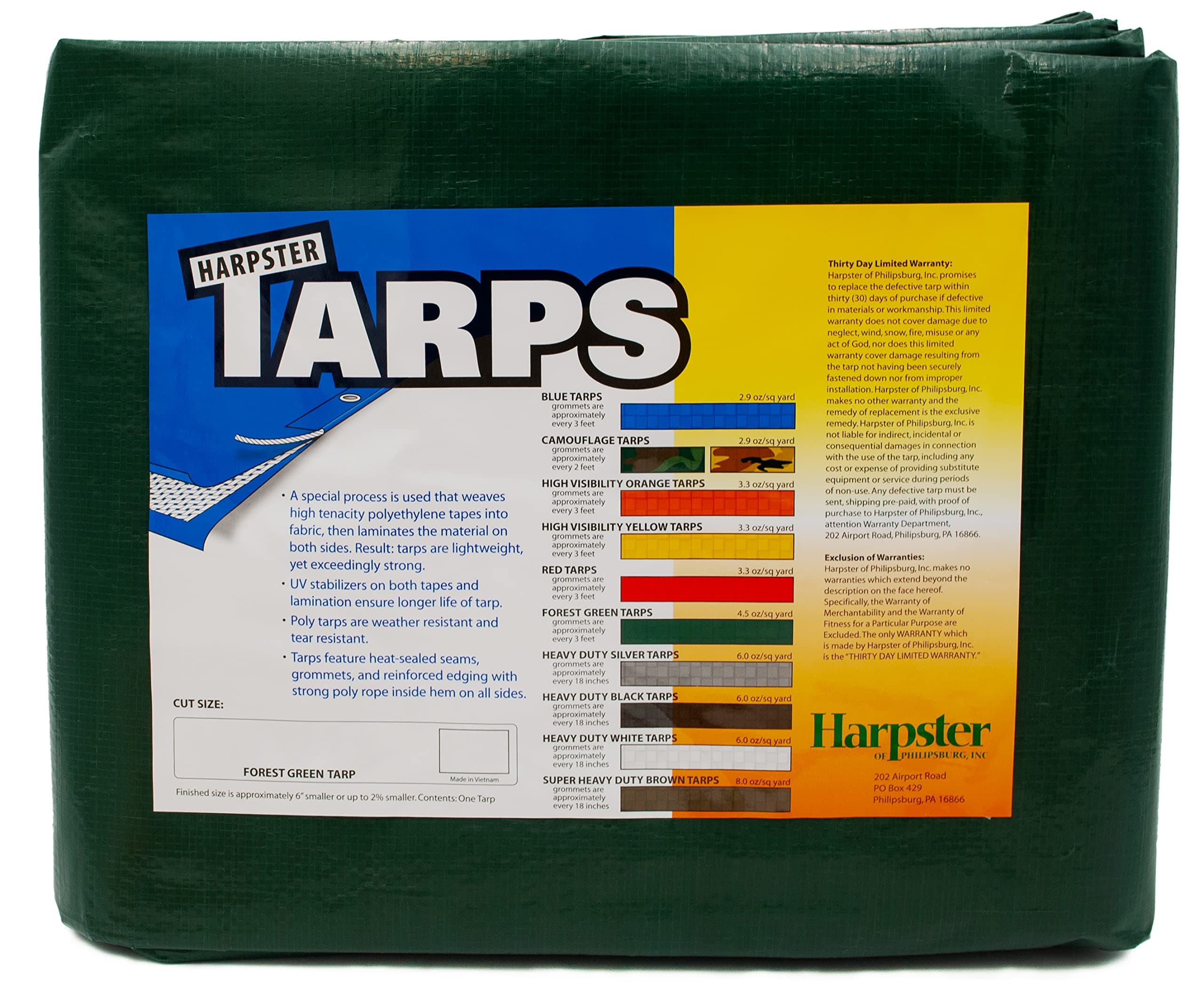 10 Ft. X 18 Ft. Medium Duty 4.5 Oz. Green Tarp - 9 Mil Thick