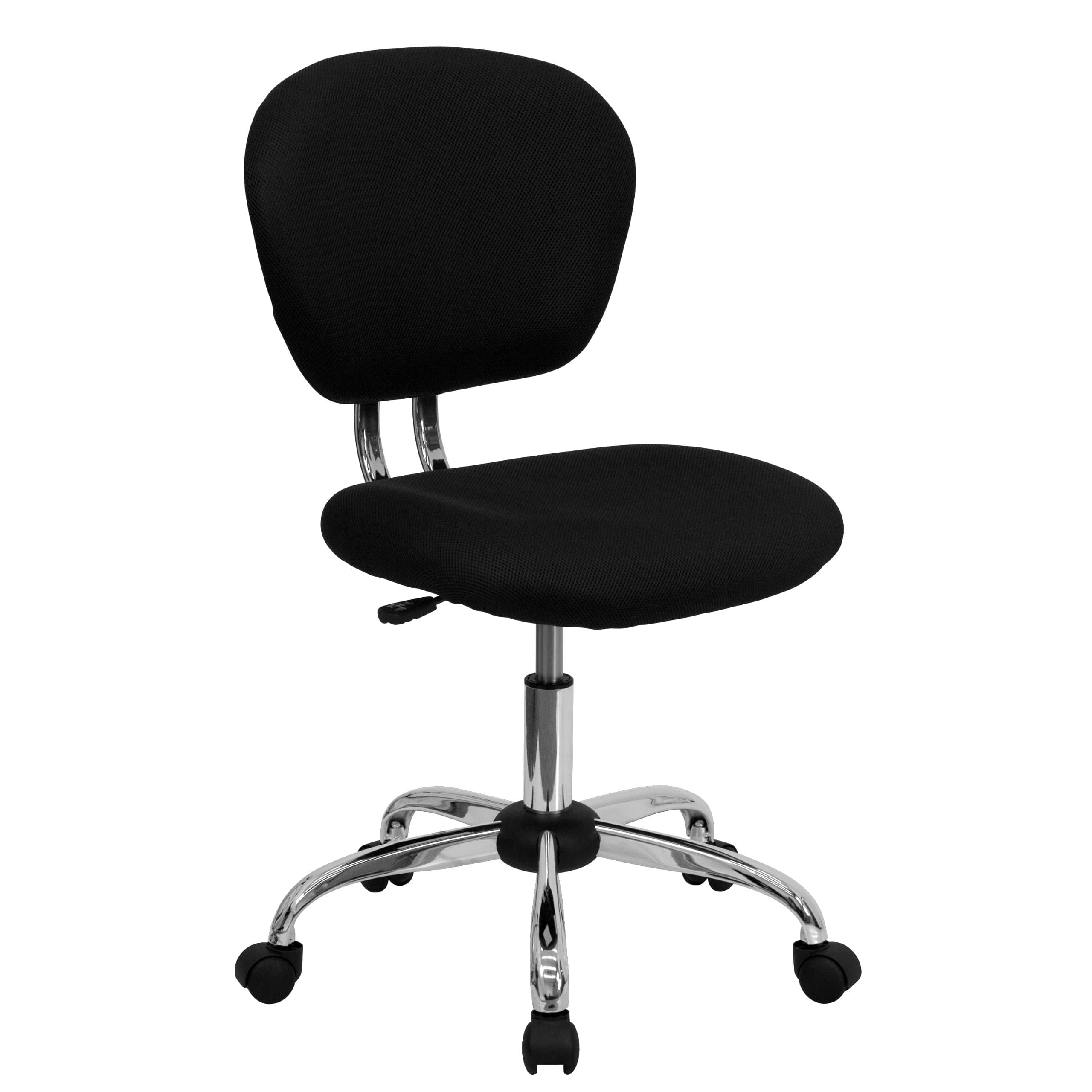 Mid-Back Mesh Swivel Task Chair with Chrome Base, Metal, Black, 58.42 x 55.88 x 25.4 cm