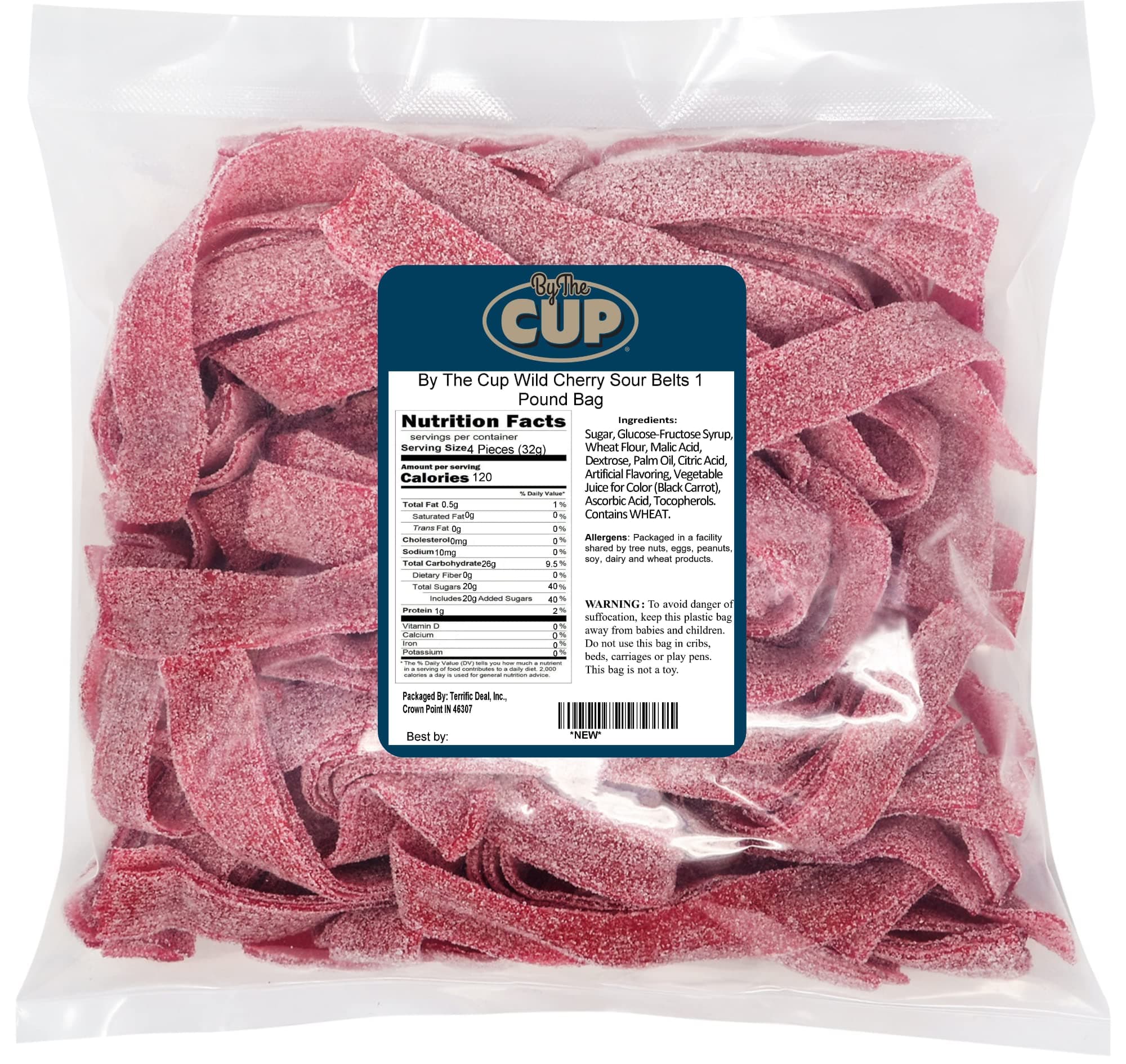 By The Cup Wild Cherry Sour Belts, 1 pound bag