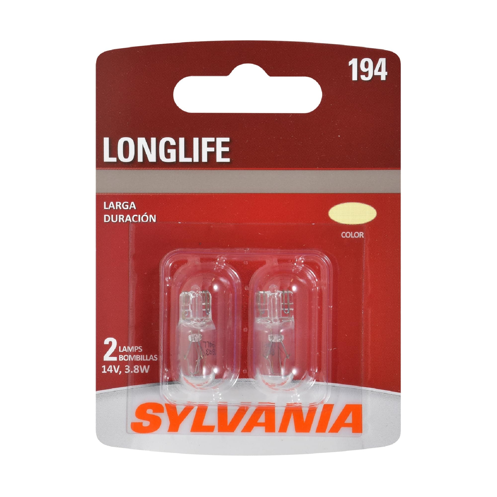 SYLVANIA 194 Long Life Miniature Bulb, (Includes 2 Bulbs)