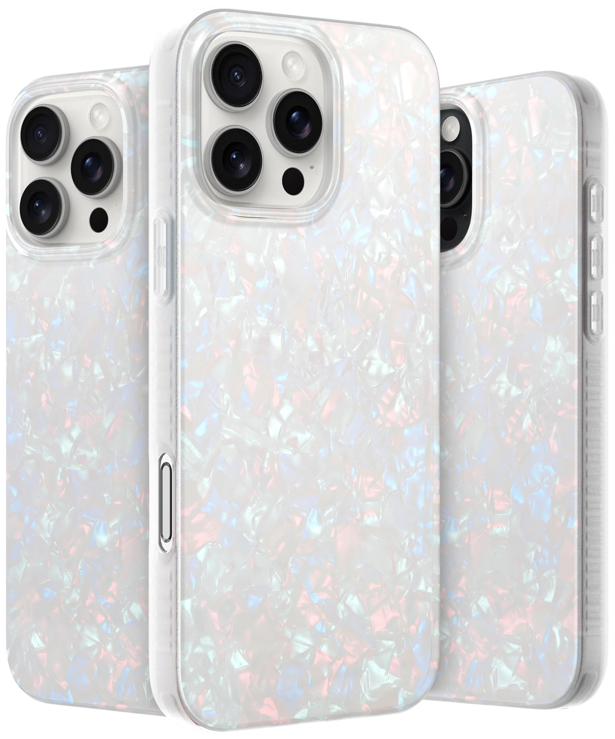 LONLI Hue - for iPhone 16 Pro Max Case - White Pearl Tort Phone Case - Cute, Unique and Aesthetic Phone Cover - [360° Shock-Absorbent Bumper] - [4 Airbag Cushioned Corners]