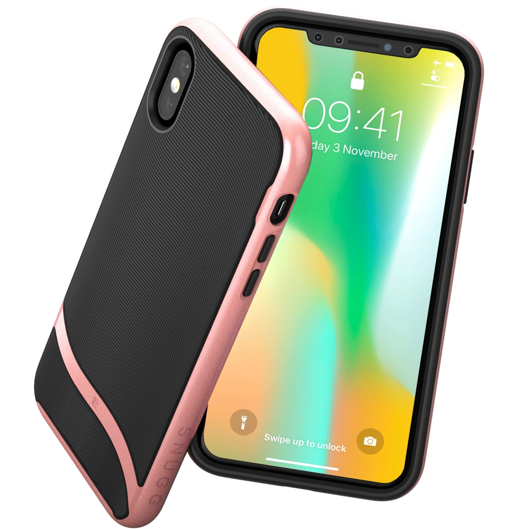 Snugg iPhone Xs (2018) / iPhone X (2017) Case - Slim Cover Protective Bumper [Pulse Series] Silicone TPU Skin [Luxury Design] Shockproof Hard Case iPhone Xs/iPhone X - Rose Gold