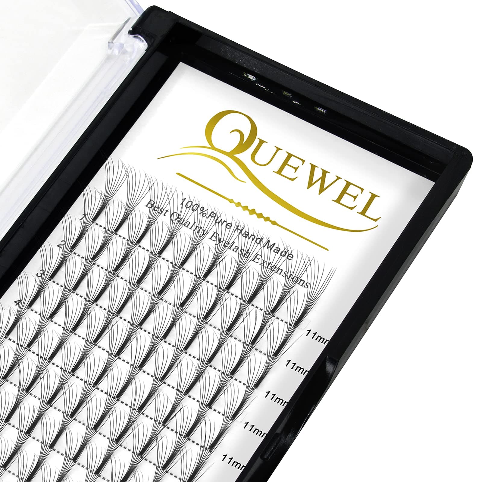 Pre Made Fan Eyelash Extensions 3D ~ 10D 0.07/0.10 C/D Curl Mixed 9-16/12-15 Single Length 8-18mm Pre Fanned Russian Lashes Premade Volume Eyelash Extensions Long Stem(8D 0.07D 11mm)