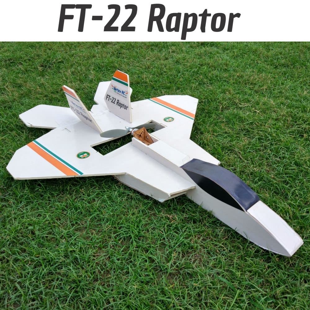 Vortex-RC Ft-22 Raptor Diy Rc Plane Speed Build Kit Based On Flite Test Plans For Adult (White)