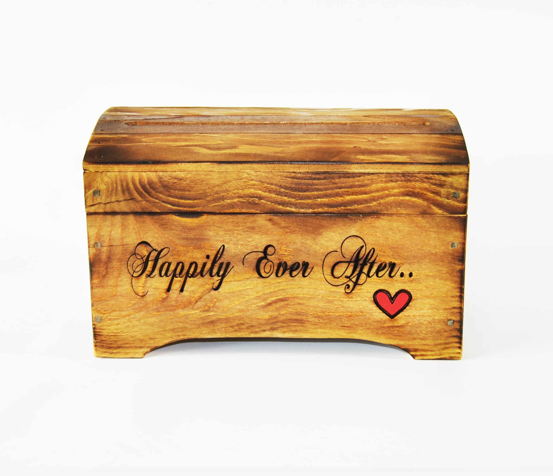 Roxy Heart Vintage Small Wooden Rustic Keepsake Memory Box with Heart- Wedding Card Box Small