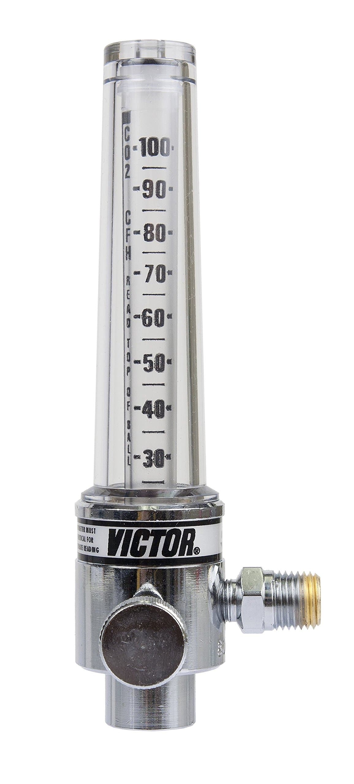 Victor Technologies 1000-0264 FM-200 Heavy Duty Flow Meter Cylinder Carbon Dioxide Regulator w/Single Gas Calibration, 30-100 SCFH Flow Range, 1/4" NPT M Inlet Connection