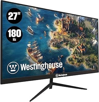 Westinghouse 27 Inch Flat Gaming Monitor, 180Hz, 1ms, AMD FreeSync Support, Low Motion Blur, 1080p Full HD IPS Display, for Office, PC & Console Games with Built in Speakers, 1x DisplayPort, 2X HDMI