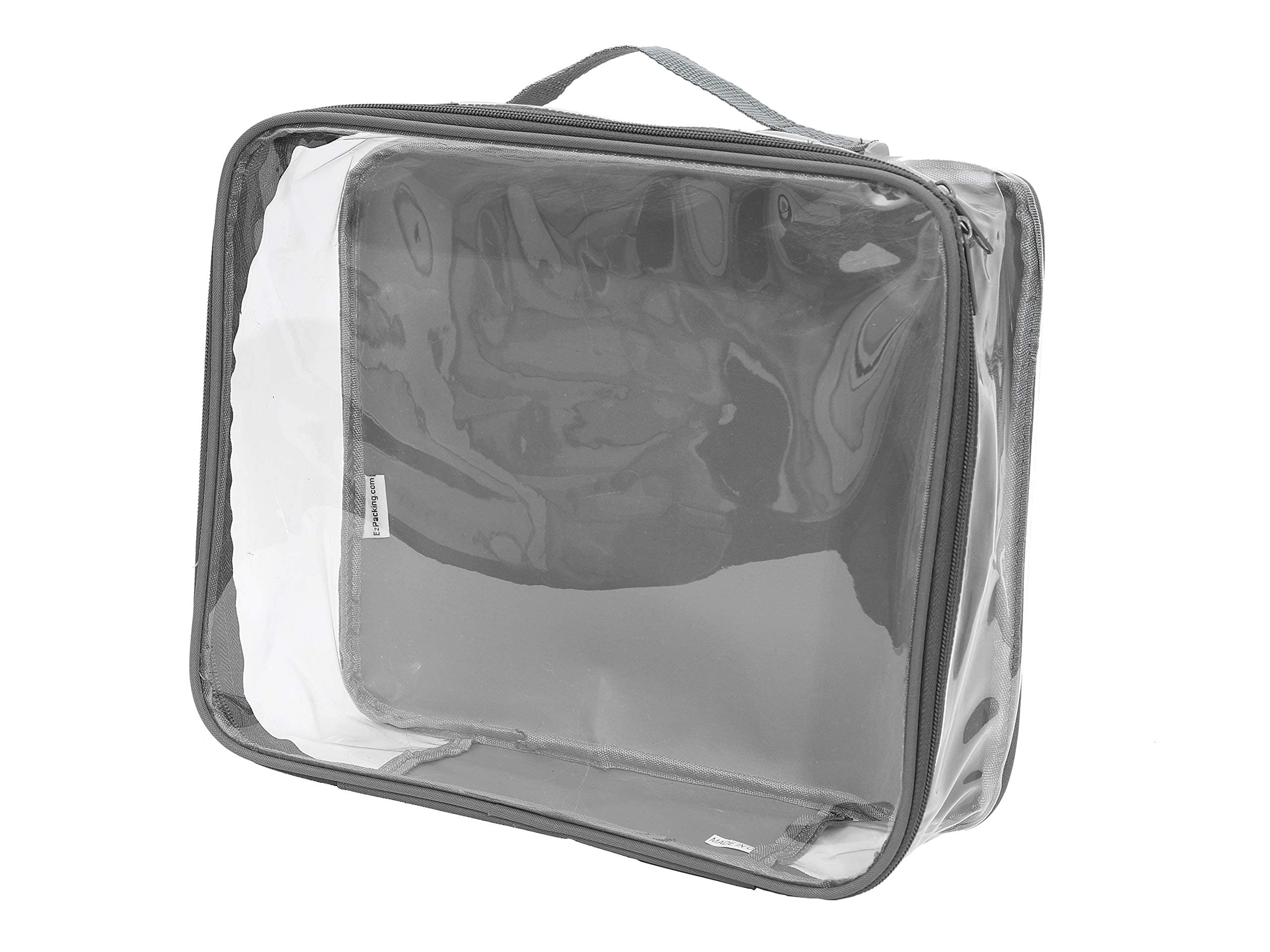 EzPackingMedium Clear Travel Cube / See-Through Clothes Organizer for Carry on & Checked Suitcase, RV or Camping / Transparent Storage Cell / Doll Storage / Game Day Stadium Approved (Gray)
