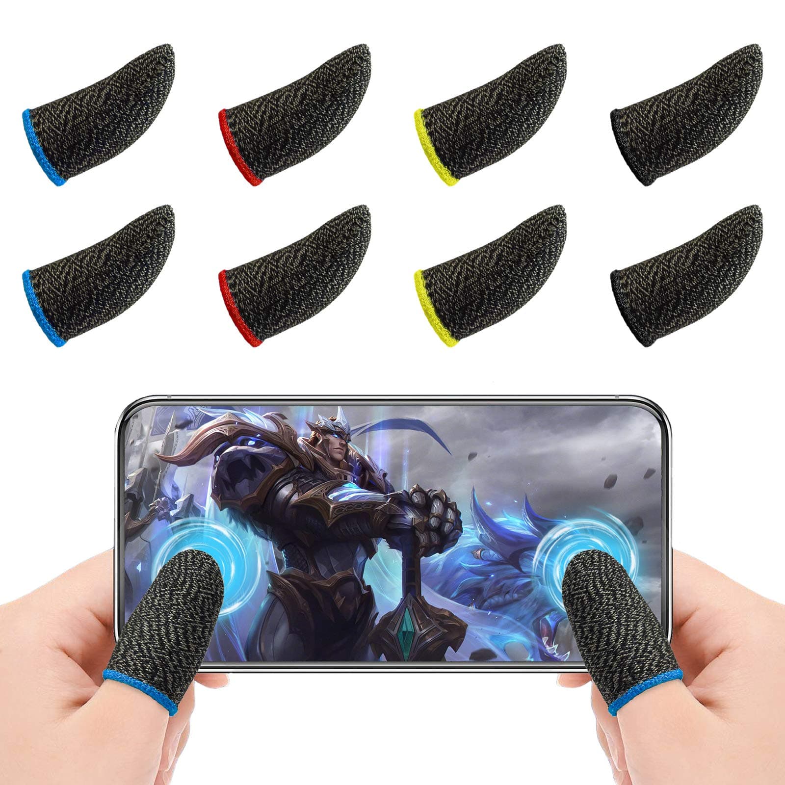 PUBG Mobile Phone Game Finger Sleeve [8 Pack],Touch Screen Pubg Finger Sleeve Breathable Anti-Sweat Sensitive Shoot and Aim Keys for PUBG/Rules of Survival/Knives Out for Android & iOS