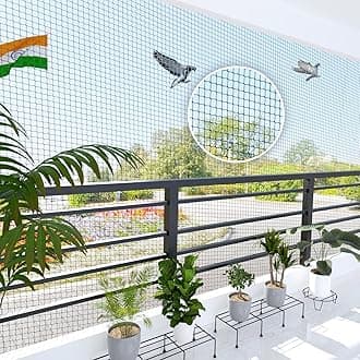 Mr. Right Pigeon Nets for Balconies (4X8 Ft, Black), Anti Bird Control Net, Heavy Duty HDPE Mesh Net for Balconies (4X8 Ft), Installation Kit Included