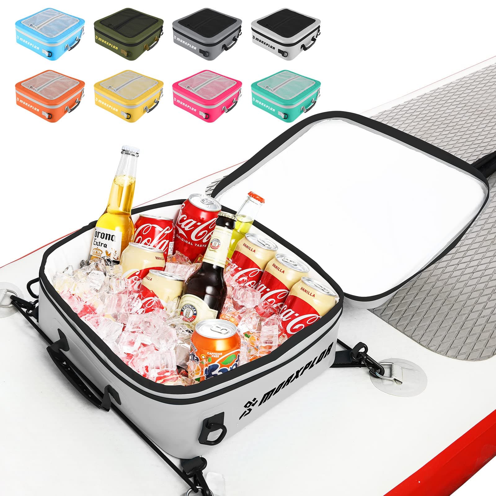 Waterproof PVC Paddleboard Cooler Deck Bag - 12 Can Soft Insulated Cooler for Paddleboarding, Camping, Kayaking