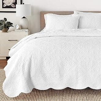 Cozy Line Home Fashions 100% Cotton Victorian Medallion Solid White Matelasse Embossed Bedding Quilt Set, Reversible Lightweight Bedspread, Coverlet for All Season (Blantyre - White, King - 3 piece)