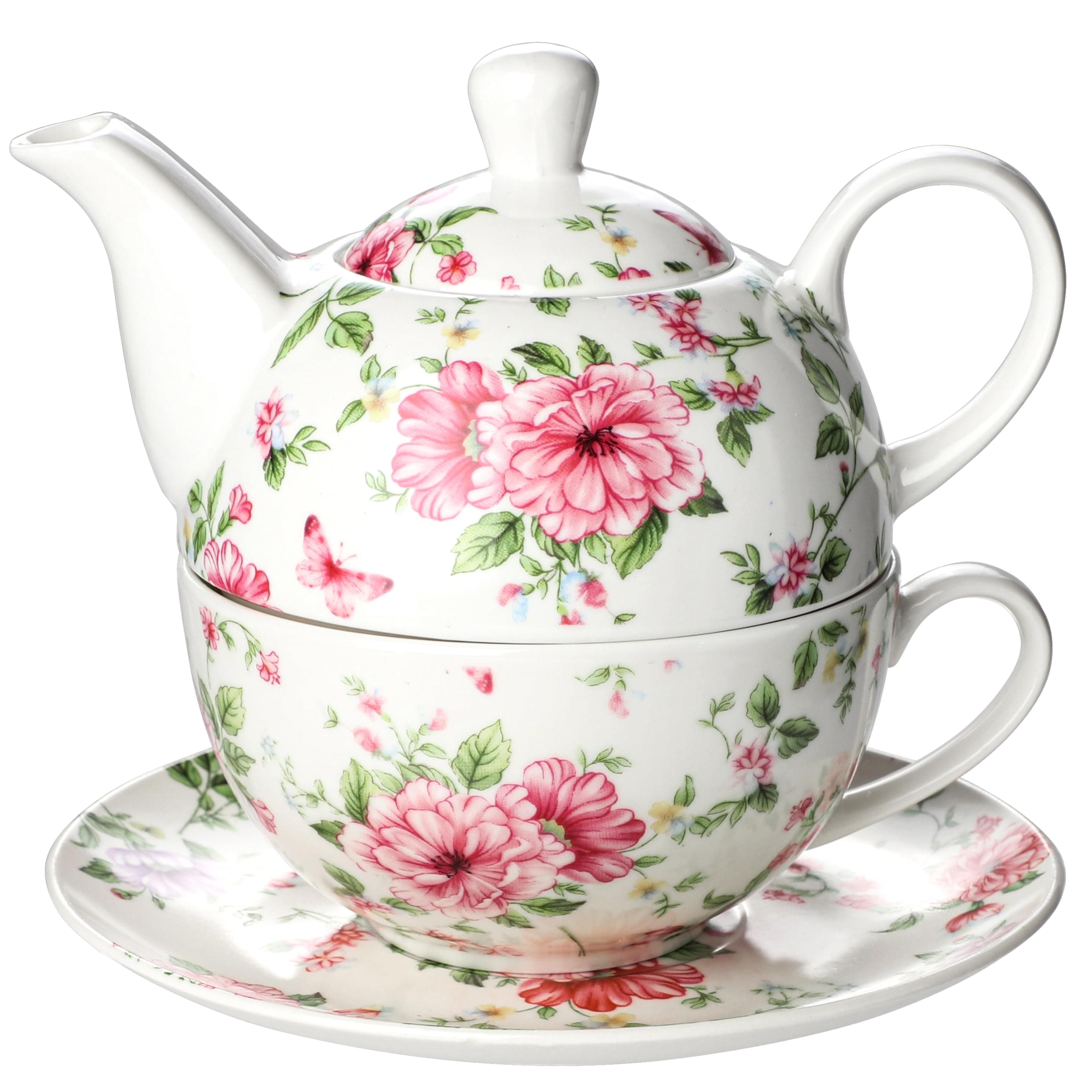 Leegg Tea Cup Set Ceramic Including 1 Teapot with lid 1 Tea Cup with 1 Sauser (C1)