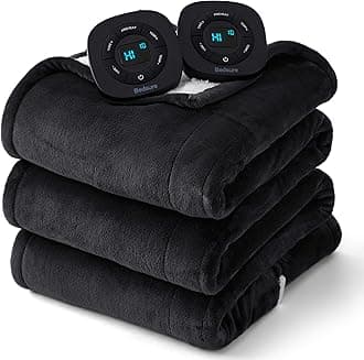 Electric Blanket Queen Size - Dual Control Heated Blanket Queen, Fast Heating with 10 Time Settings & 10 Heat Settings, Warm Gift for Grandma (84x90 inches, Black)