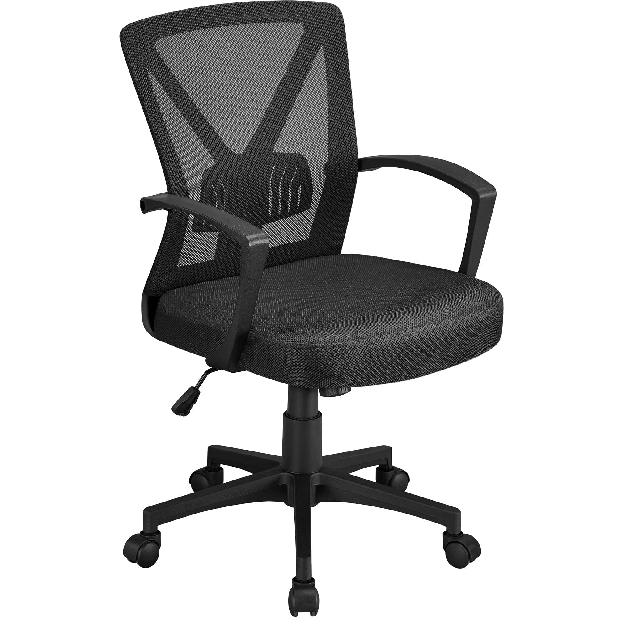 Black Adjustable Office Chair Executive Computer Chair Mid-Back Ergonomic Desk Chair Office Swivel Mesh Chair with Armrest Back Support and Wheels for Home Study or Work Task