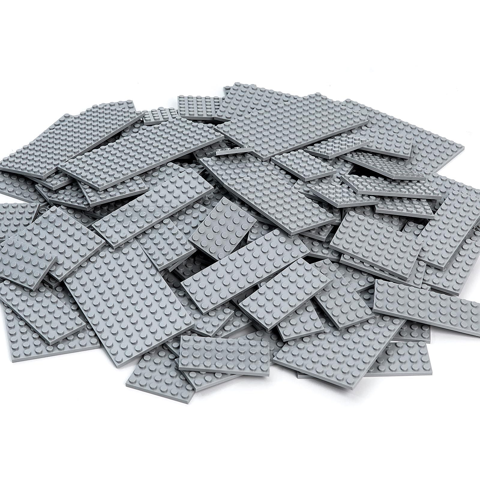 110 Pieces Classic Building Plates, 11 Sizes Small Baseplates Multipacks - Compatible with All Major Brands Pieces, Flat Platform Base for Moc Building, Light Grey