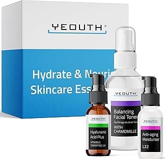 Valentine's Day Skin Care Set | Hyaluronic Acid Serum with Vitamin C | Face Toner | Face Moisturizer | Skincare Kit for Hydrating and Smooth Looking Skin | Facial Gift Set 3-Piece