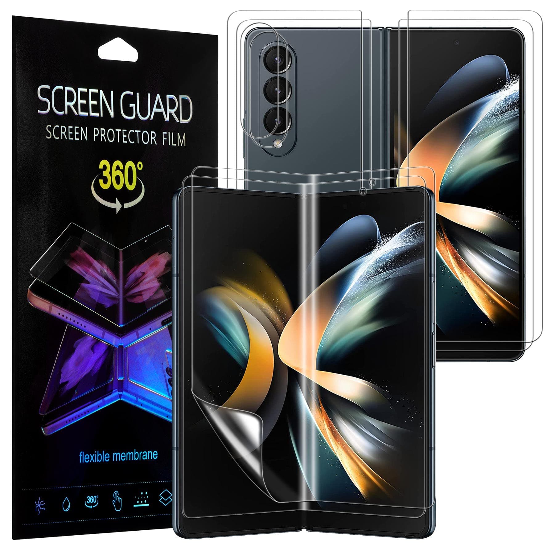 ZCDAYE Two Sets Screen Protector for Samsung Galaxy Z Fold 4, HD Clear Soft Protective Film with Installation Tools for Samsung Z Fold 4 - Transparent