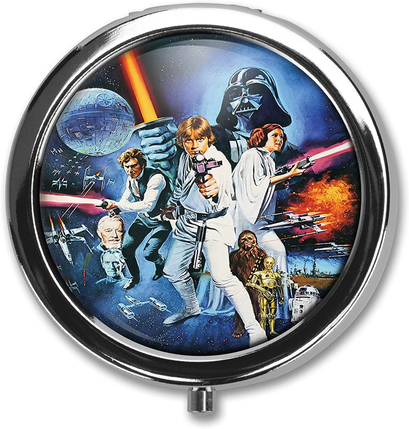 UVUBXT Silver Round Pill Box, 3-Compartment Personal Pill Organizer, 2.1 x 2.1 x 0.2 Inch