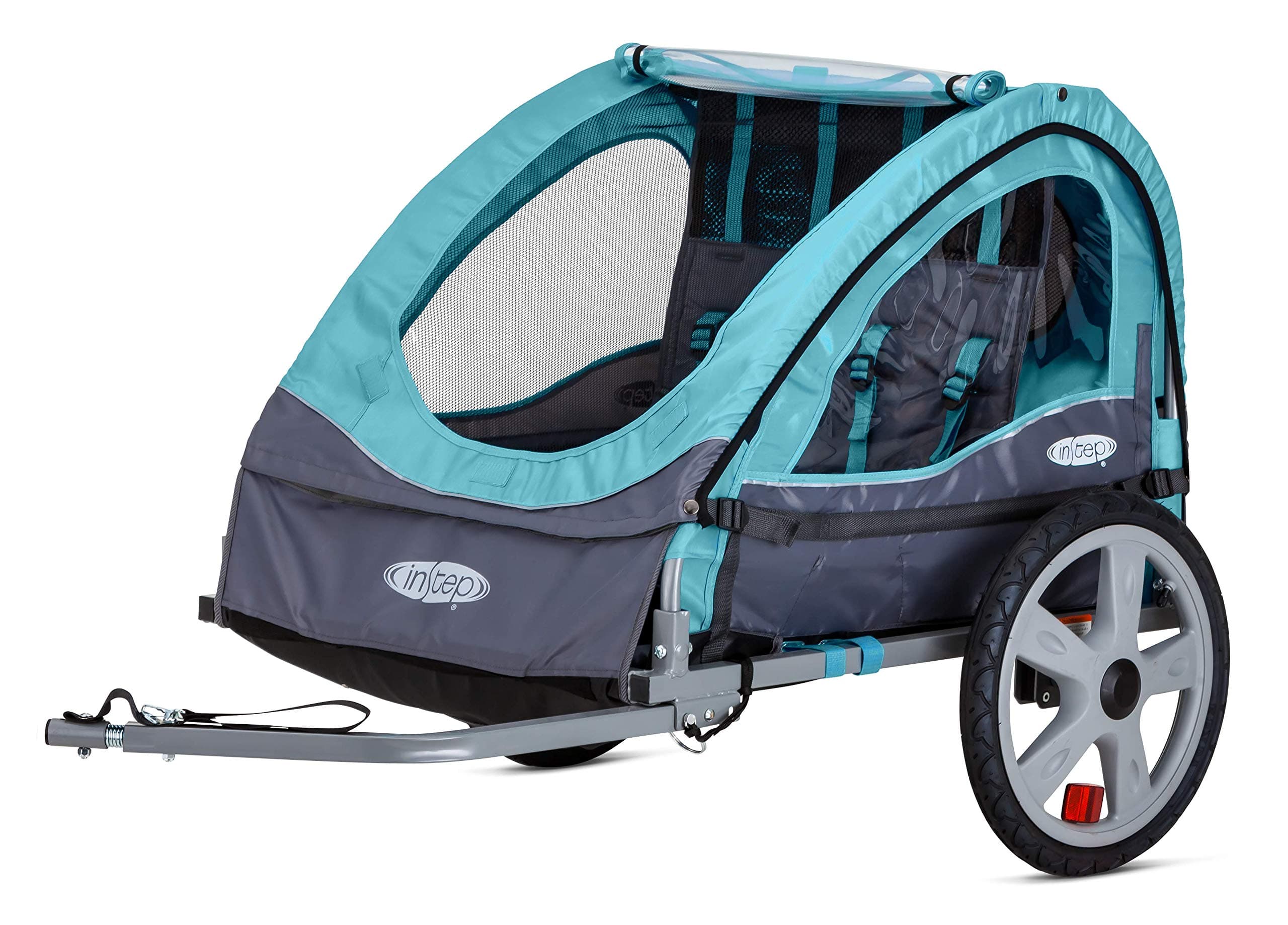 InStep Take 2 Kids Bike Trailer, Double Seat, Universal Coupler, Folding Frame, Quick-Release Wheels, Canopy with Bug Screen and Weather Shield, Bike Trailer for Kids