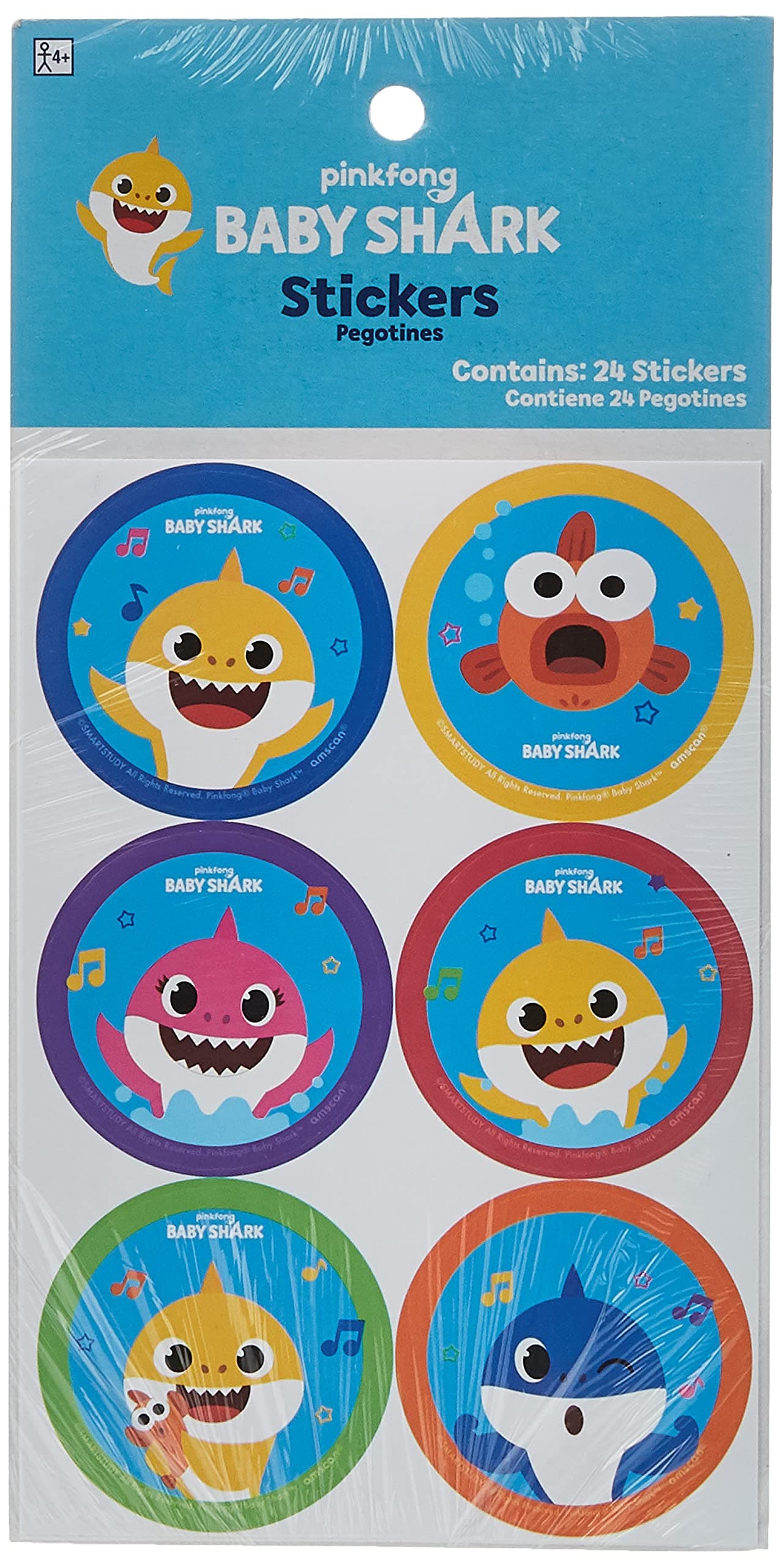 Amscan Baby Shark Stickers 24pcs