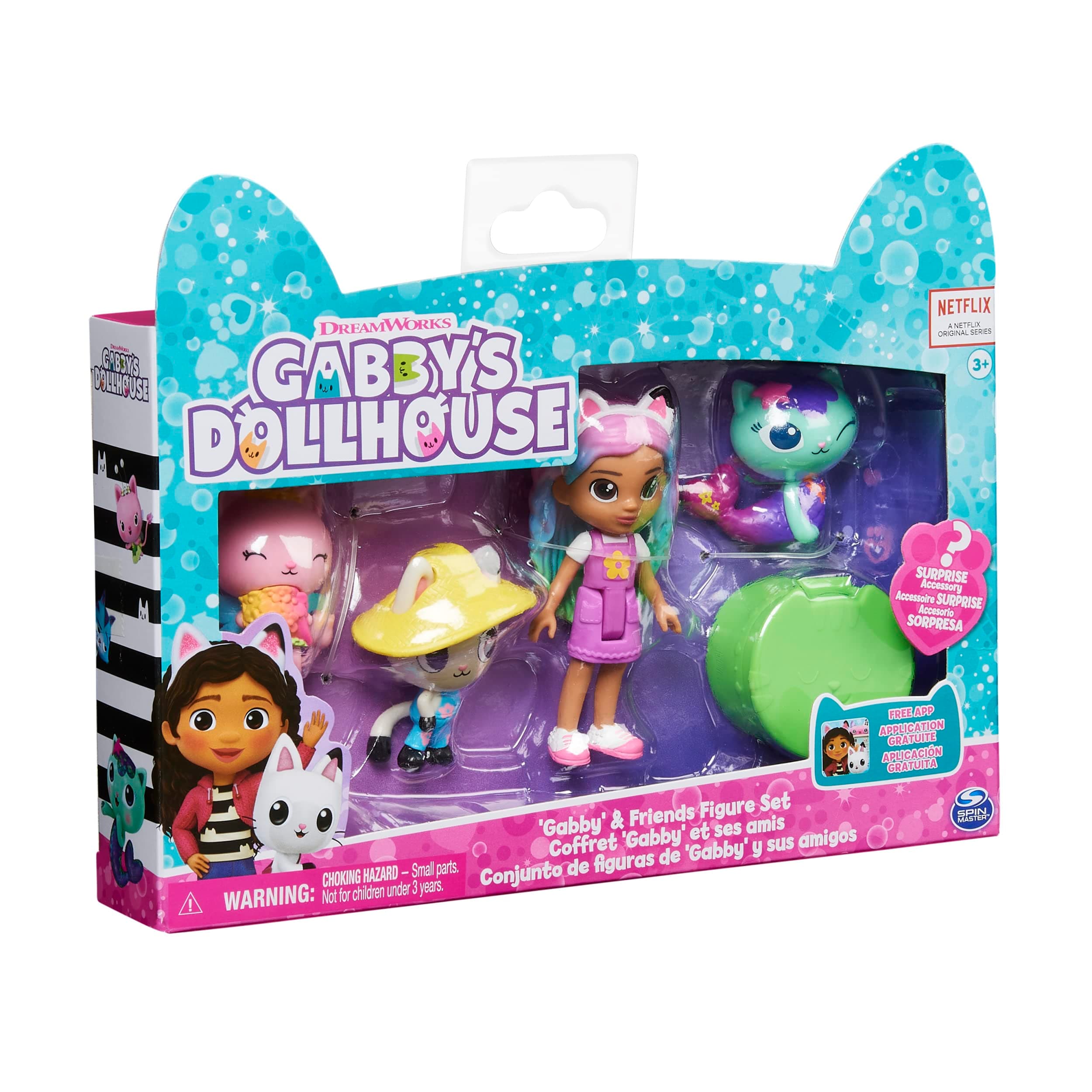 Gabby’s Dollhouse, Gabby and Friends Figure Set with Rainbow Gabby Doll, 3 Toy Figures and Surprise Accessory Kids’ Toys for Ages 3 and up