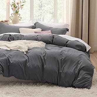 Dark Grey Duvet Cover Full Size - 3 Pieces Prewashed Extra Soft Cotton-Like Polyester Bedding Set, Includes 1 Duvet Cover 80x90 Inches with Zipper Closure & 2 Pillow Shams, No Comforter