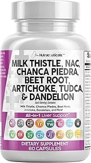 Milk Thistle NAC Chanca Piedra Beet Root Artichoke Astragalus Dandelion Root - Liver Cleanse Detox & Repair Supplement Plus TUDCA Choline & Ginger - 1Pack