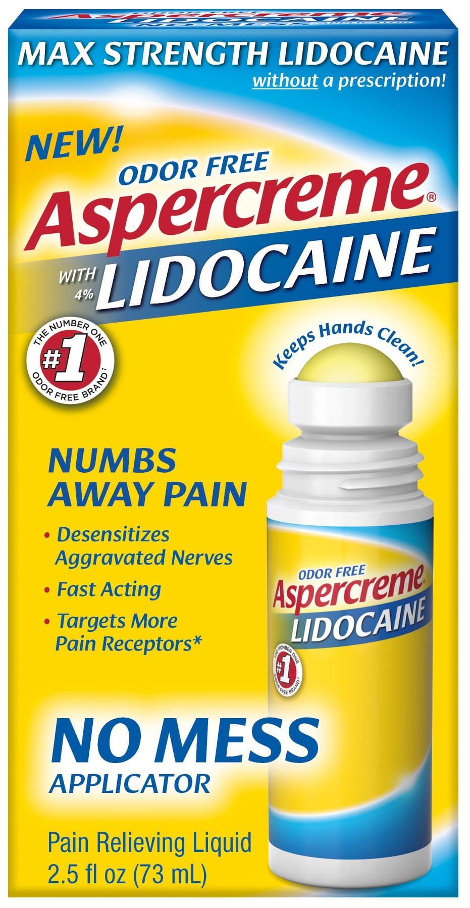 Aspercreme 4% Lidocaine No Mess Applicator, 2.5 Ounce (Pack of 3)