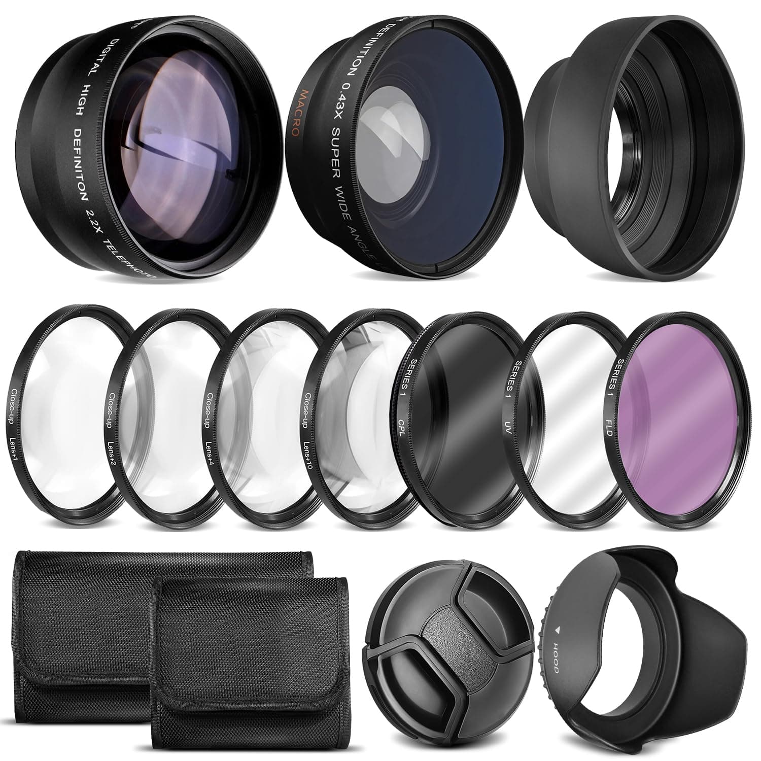 BM Premium Ultra Deluxe Lens Kit for EOS M6 Mark II, EOS M50, EOS M50 Mark II, EOS M200 with 15-45mm Lens, Fuji X100V - includes: 7pc 49mm filter Set + 49mm Wide Angle and Telephoto Lens