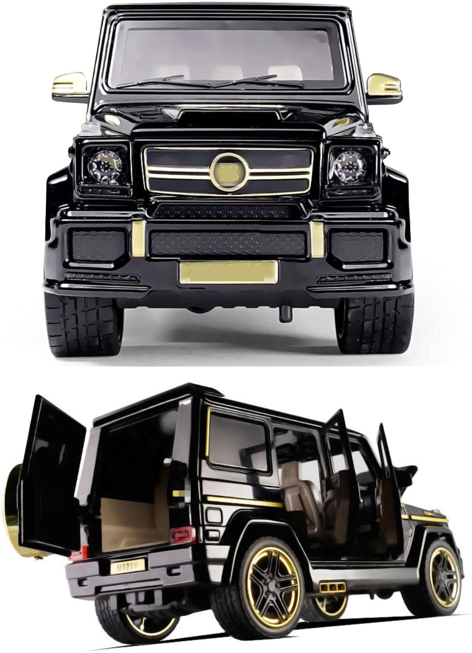 1:24 Scale Die-Cast Metal Brrabus Pull Back Sedan with 6 Openable Doors,Blinking Lights & 6 Openable Doors【Pack of 1】【Black】