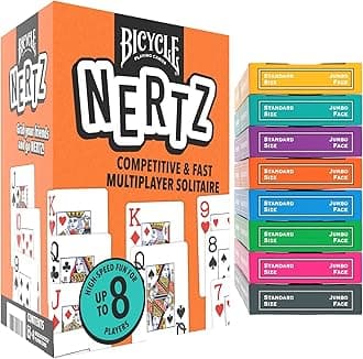 Bicycle Nertz Card Game (Solitaire) , 8 Decks of Jumbo Index Playing Cards, Fast-Paced Multiplayer Family Card Game for Kids and Adults, Classic Bicycle Cards, Up to 8 Players