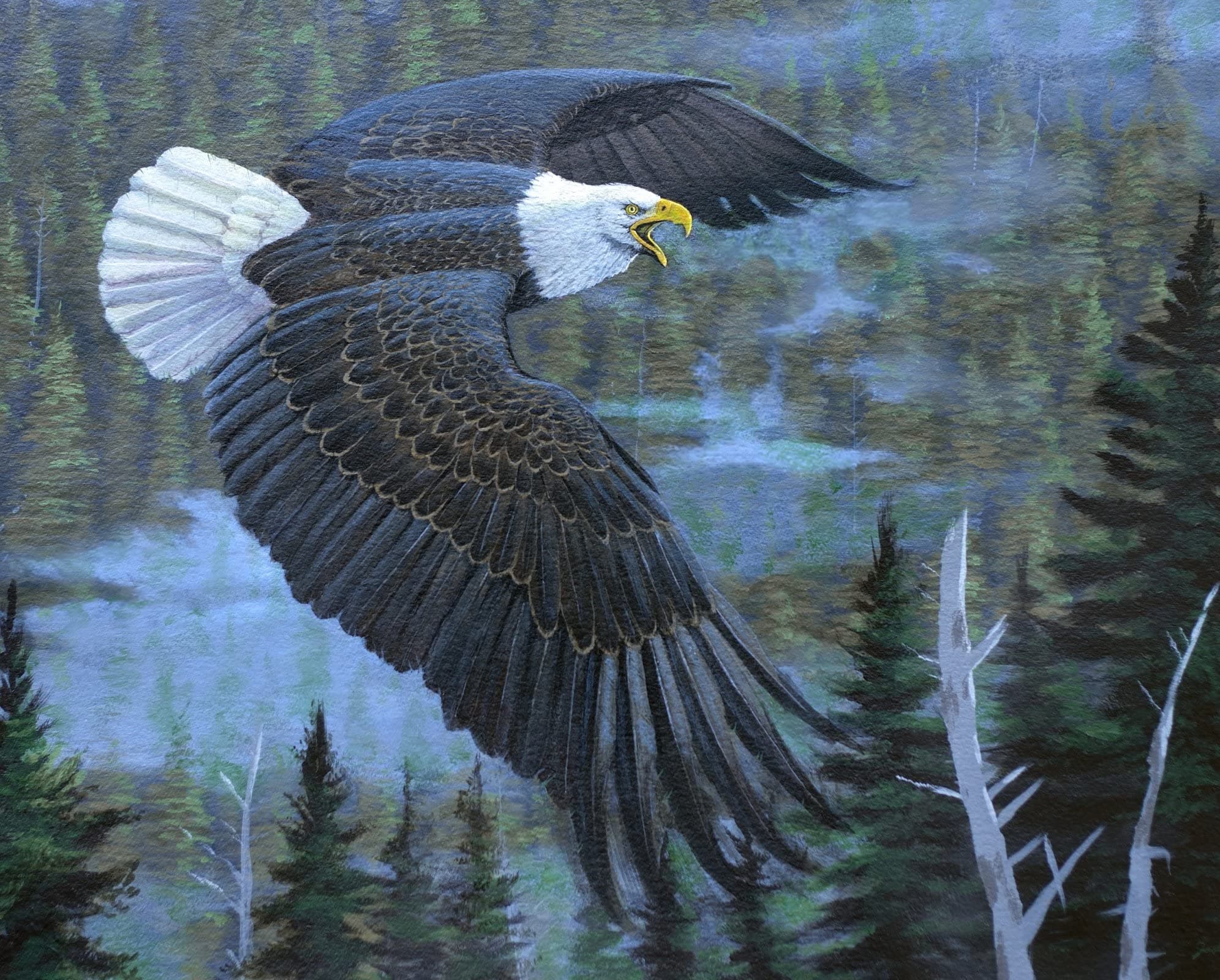 DAVID TEXTILESFlying Eagle National Treasure Cotton Panel WW 3269 Size 36 X 44 Inches